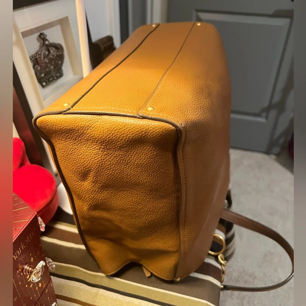 Tory Burch Brown Pebble Leather Tote Bag